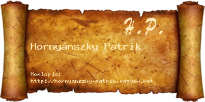Hornyánszky Patrik névjegykártya
